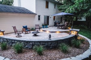 elevated paver patio and landscaping in kalamazoo.
